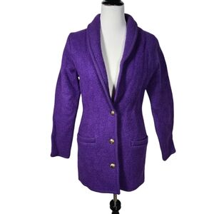 IB Diffusion XS Vintage Collar Long Knit Coatigan with Gold Buttons Boiled Wool